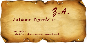 Zeidner Agenór névjegykártya